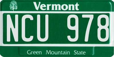 VT license plate NCU978