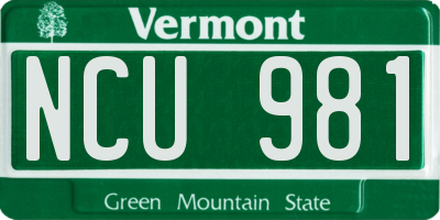 VT license plate NCU981
