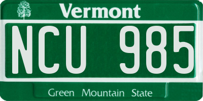 VT license plate NCU985