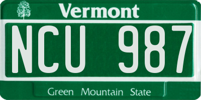 VT license plate NCU987