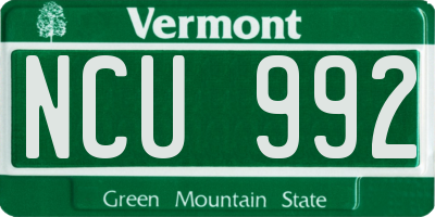 VT license plate NCU992