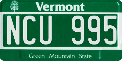 VT license plate NCU995