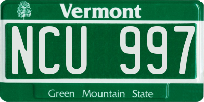 VT license plate NCU997