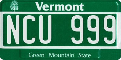 VT license plate NCU999
