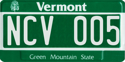 VT license plate NCV005