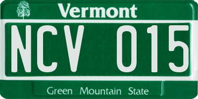 VT license plate NCV015