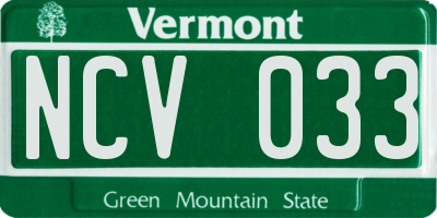 VT license plate NCV033