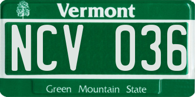 VT license plate NCV036