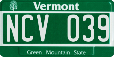 VT license plate NCV039