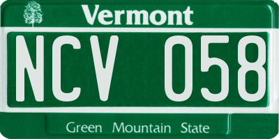VT license plate NCV058