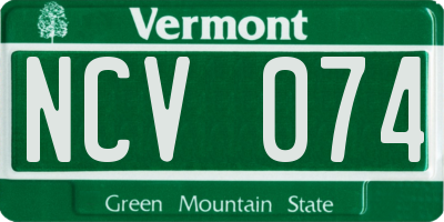 VT license plate NCV074