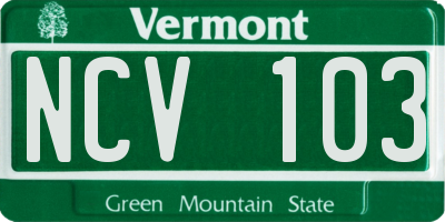 VT license plate NCV103