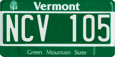 VT license plate NCV105