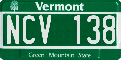 VT license plate NCV138