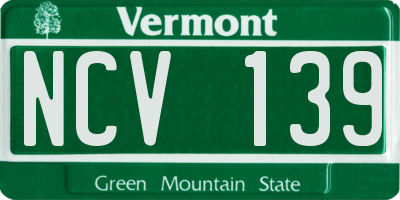 VT license plate NCV139