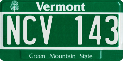 VT license plate NCV143