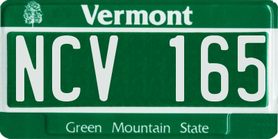VT license plate NCV165