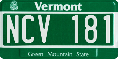 VT license plate NCV181
