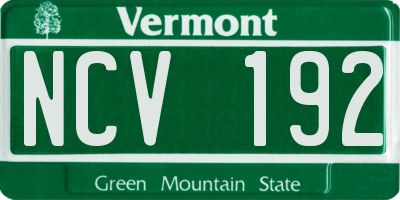 VT license plate NCV192