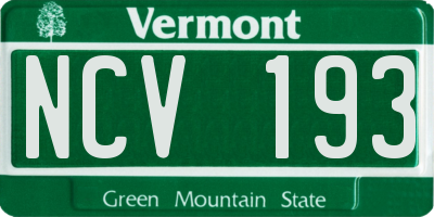 VT license plate NCV193