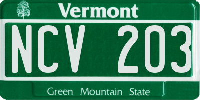 VT license plate NCV203