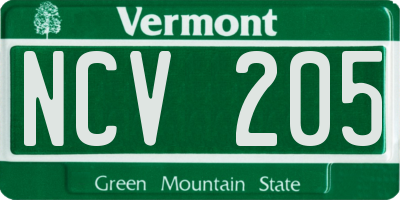 VT license plate NCV205