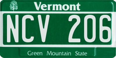 VT license plate NCV206
