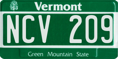 VT license plate NCV209