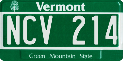 VT license plate NCV214