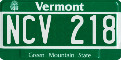 VT license plate NCV218