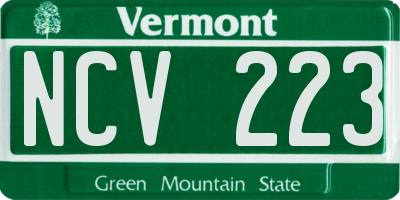 VT license plate NCV223