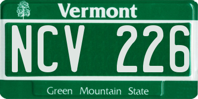 VT license plate NCV226