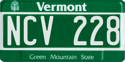 VT license plate NCV228