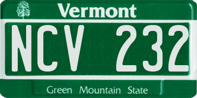 VT license plate NCV232