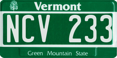 VT license plate NCV233