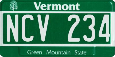 VT license plate NCV234