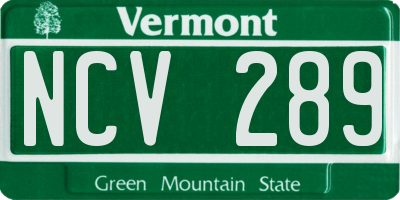 VT license plate NCV289