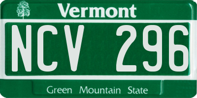 VT license plate NCV296