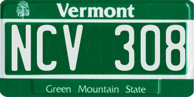VT license plate NCV308