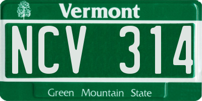 VT license plate NCV314