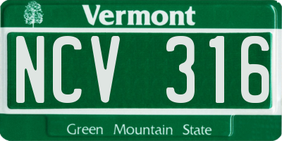VT license plate NCV316
