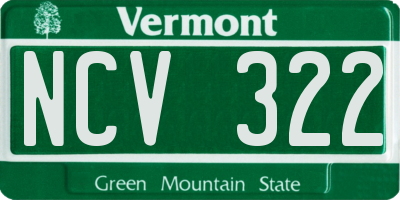 VT license plate NCV322