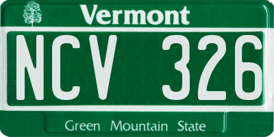 VT license plate NCV326
