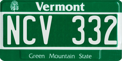VT license plate NCV332