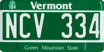 VT license plate NCV334