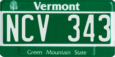 VT license plate NCV343