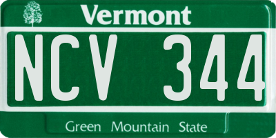 VT license plate NCV344