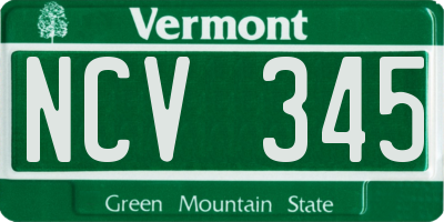 VT license plate NCV345