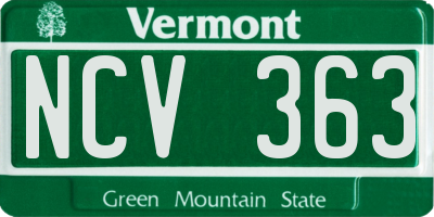 VT license plate NCV363