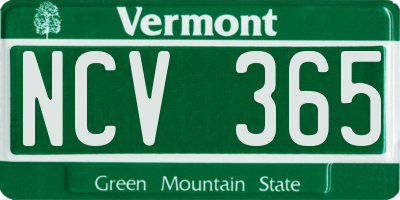 VT license plate NCV365